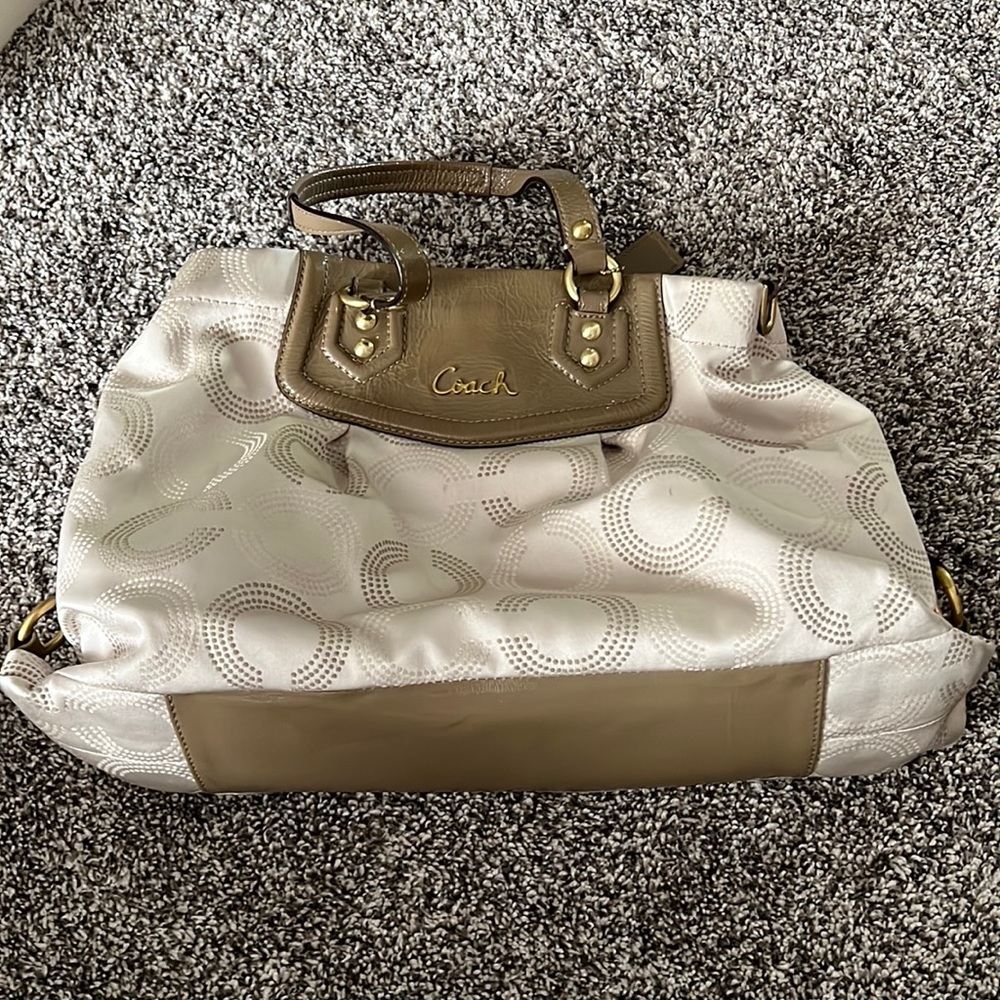 Coach White/Tan/Pink Purse